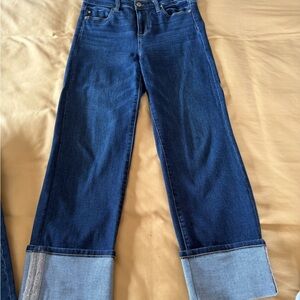Liverpool Dark Blue Wide Leg Cuff Jeans